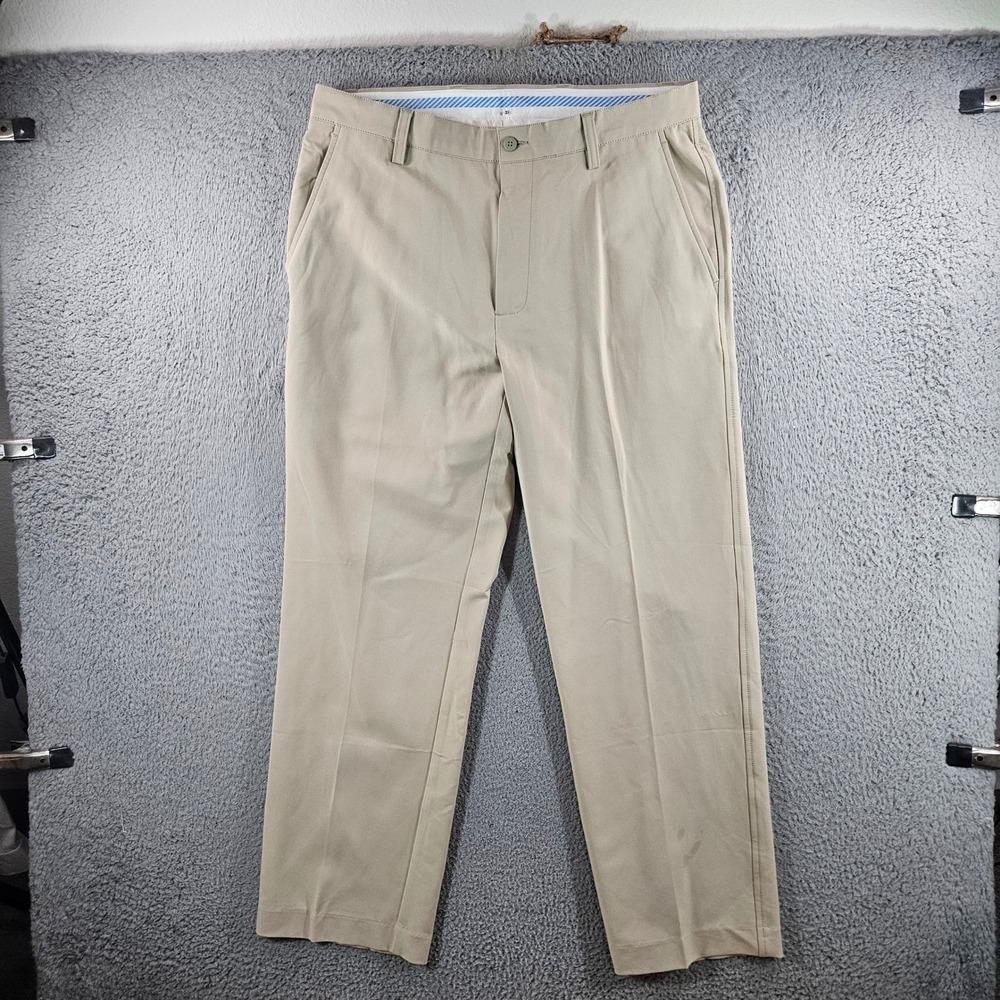 FootJoy Mens Performance Golf Pants Khaki Tan 35x30 Flat Front Stretch FJ